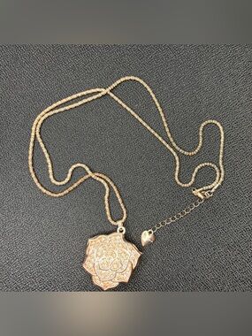 Betsey Johnson Rose Medallion Pendant Necklace - Rose Gold Tone